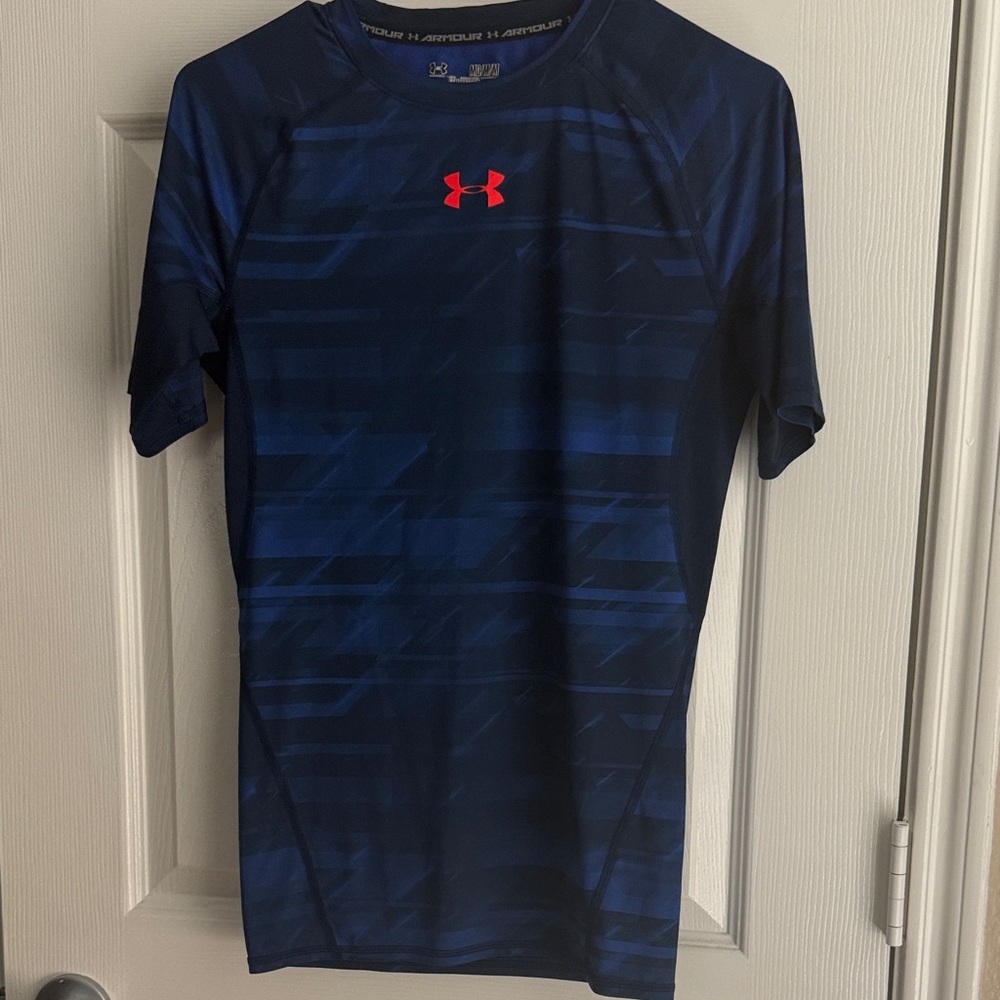 Under Armour Navy Performance Tee with Red Logo